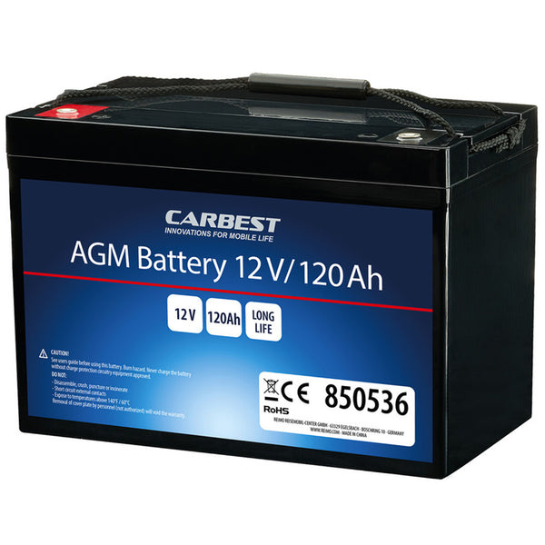 Carbest Deep-Cycle AGM Power Line Batterie 120Ah Servicebatterie für Reisemobile