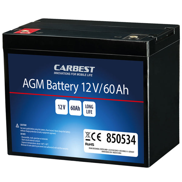 Carbest Deep-Cycle AGM Power Line Batterie 60Ah Servicebatterie für Reisemobile