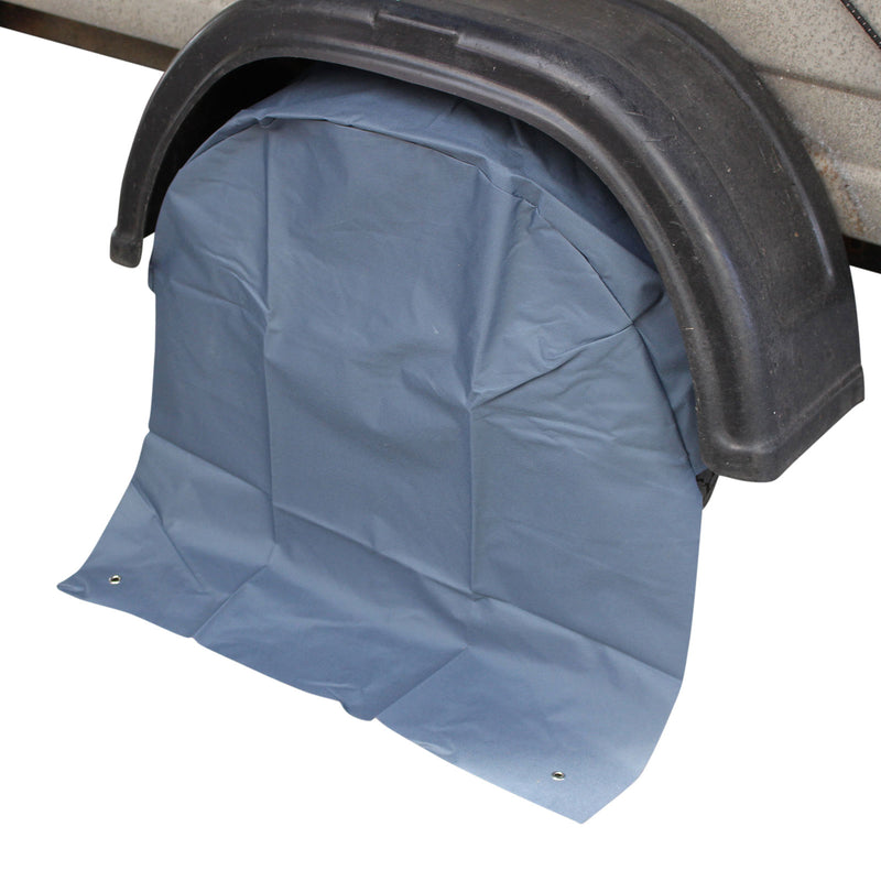 4x Wohnwagen Radabdeckung grau UV Schutz Polyestergewebe mit Anker Ösen