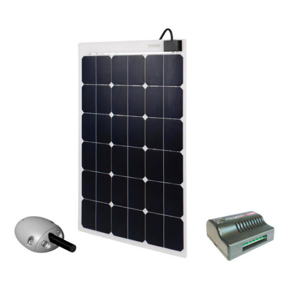 Solarpanel 12V/130W Flex Quadrat weiß inkl. Laderegler + Dachdurchführung Solar