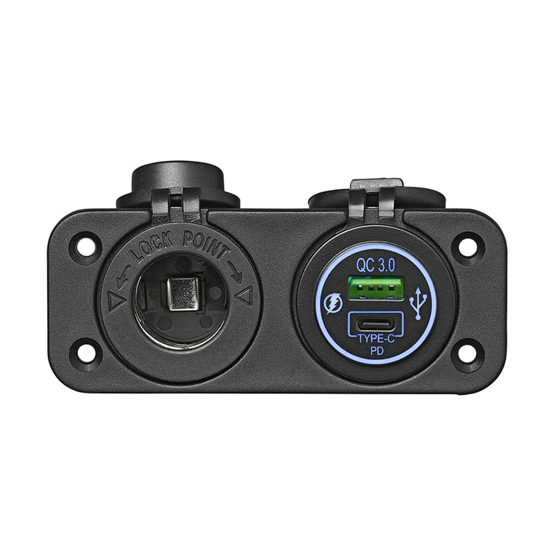 12V Auto Steckdose + Dual USB-Schnellladegerät Typ A + C 2-fach 3A Autoladegerät