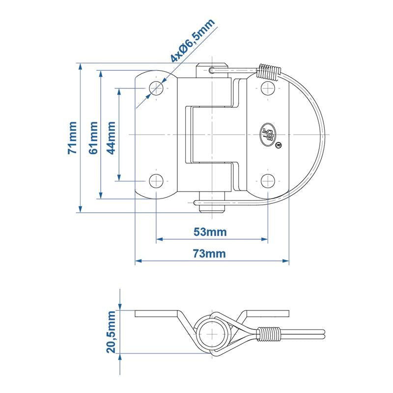 10er Set SPP ZW-03.40 Bordwandscharnier – Verzinkter Stahl, 73 x 71 mm, robust & langlebig