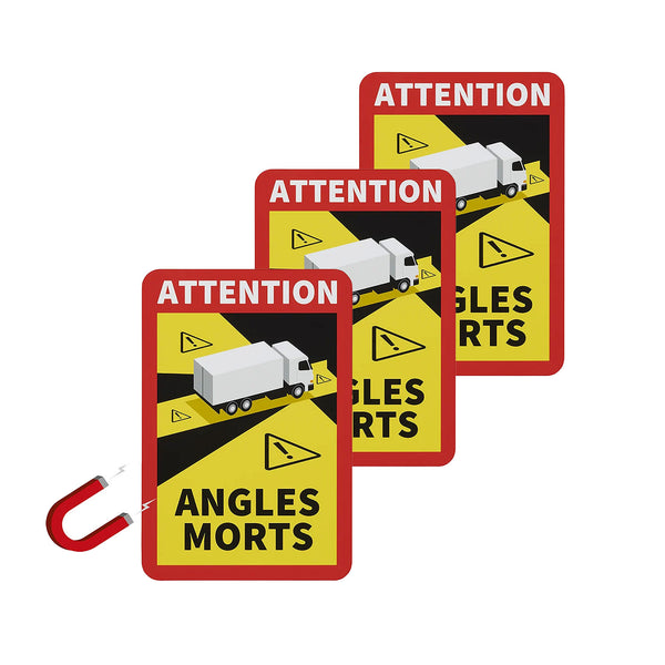 3x Magnetschild Toter Winkel / Angles Morts Warnung Hinweisschild Wohnmobil LKW