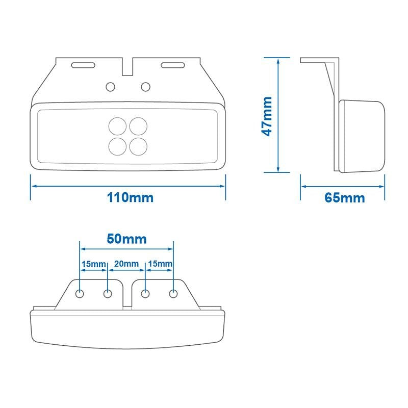 Positionsleuchte 12/24V weiß 110x40mm LED mit Halter – Hochwertige LED Beleuchtung