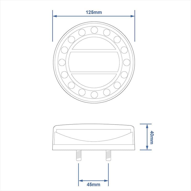 Rückleuchte 12/24V 4 Funktionen 125mm LED – Hochwertige LED Beleuchtung