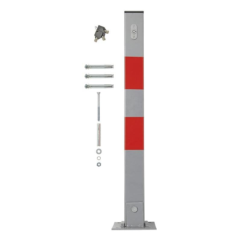 4er Set Parkpfosten mit Schloß Parkplatzsperre aus Stahl 655 x 60 x 60 mm