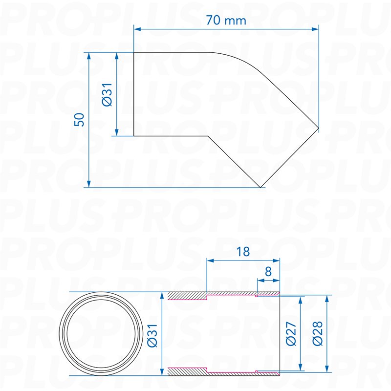 Abwasser-Rohr Winkel 45° Ø28 mm – Steckverbindung, wasserdicht, für Wohnmobil & Boot