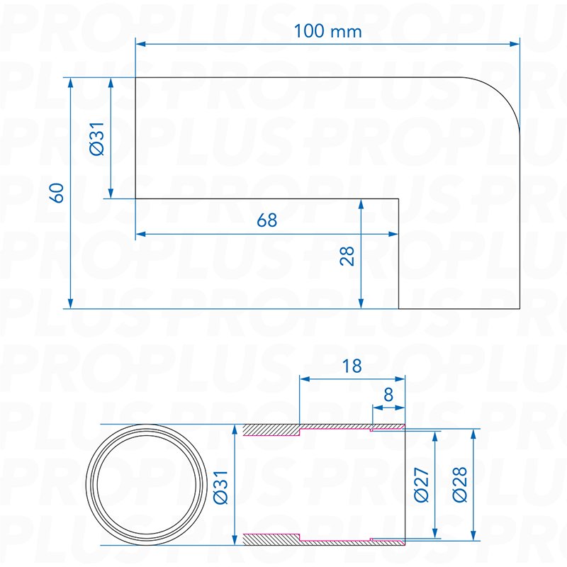 Abwasser-Rohr 90° ungleich – Steckverbindung, Ø28 mm, für Wohnmobil & Boot