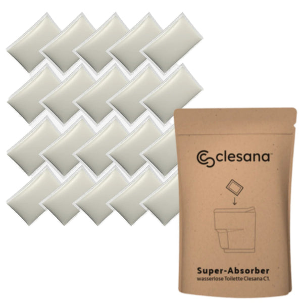 CLESANA Absorberbeutel für Clesana Toilette C1 - 20 Stück Beuteltoilette Folientoilette