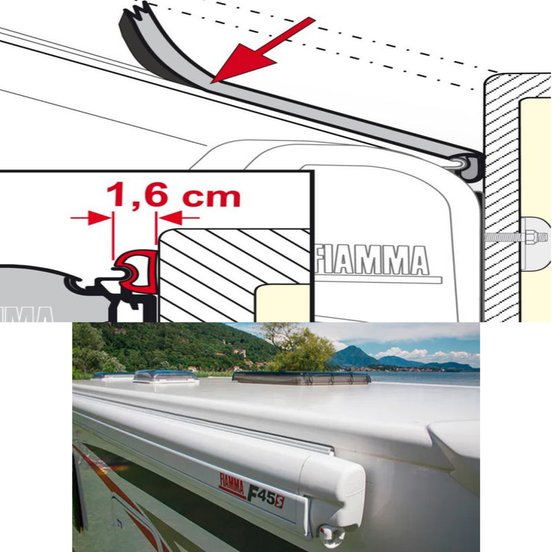 4 Meter Fiamma Dichtband Rain Guard S für Markisen WEIß Regenrinne Dichtband