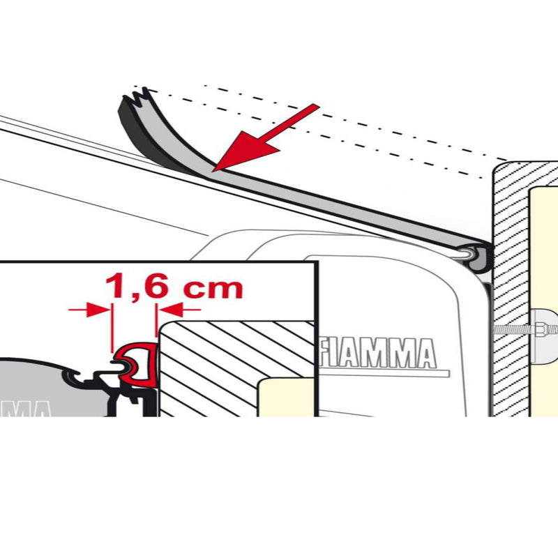 4 Meter Fiamma Dichtband Rain Guard S für Markisen WEIß Regenrinne Dichtband