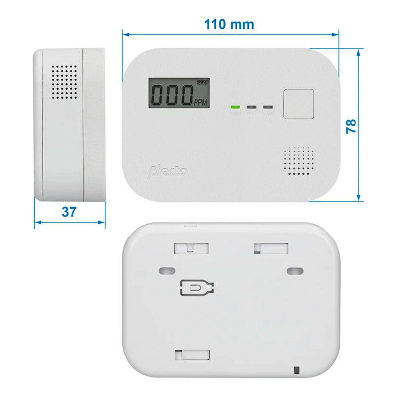 Kohlenmonoxid Melder LED Display inkl. Batterien, CO Melder, Wohnwagen Camping