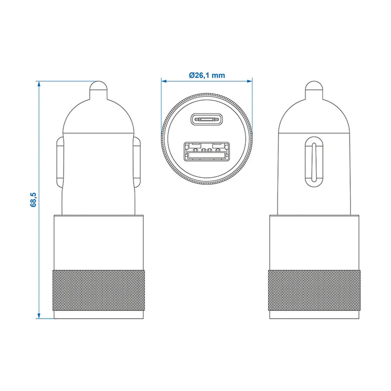 Zigarettenanzünder USB Schnellladegerät Typ A + C 12/24V 3100mA Autoladegerät