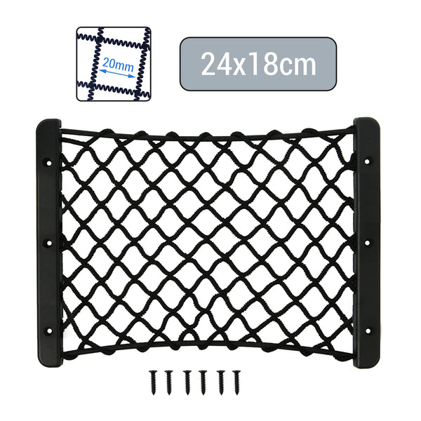 Kofferraumnetz Ablagenetz elastisch 24 x 18 cm mit Rahmen inkl Schrauben