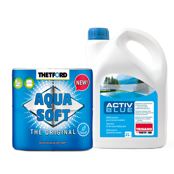 Thetford Activ Blue Toiletten Zusatz für den Abwasserbehälter + Aqua Soft