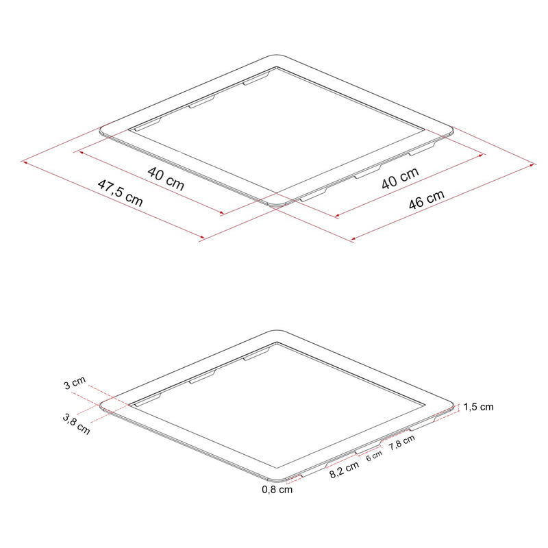 Adapterrahmen 40x40cm passend für Ducato, Jumper, Boxer Dachluke Dachfenster