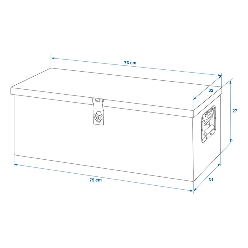 Alubox Werkzeugbox Anhänger Transportkiste Aufbewahrungsbox Alukiste 76x32x27cm