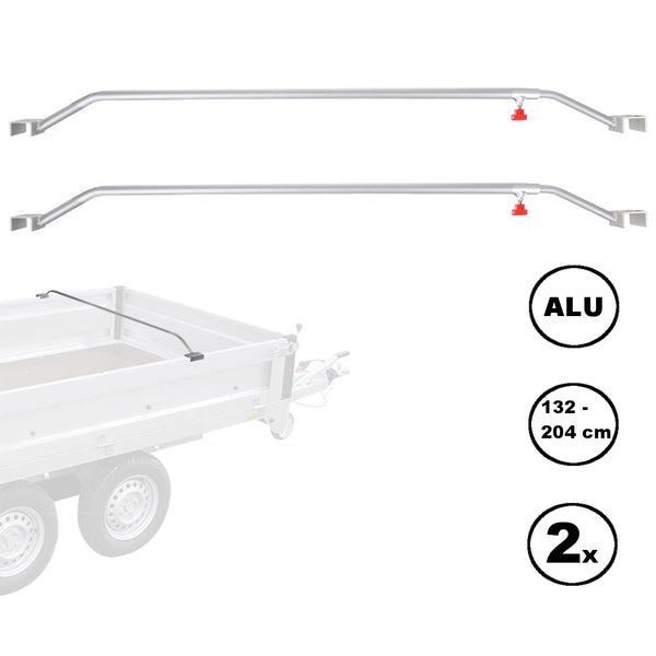 2x Anhänger Flachplanenbügel Aluminium verstellbar 132 - 204 cm Knaufschraube