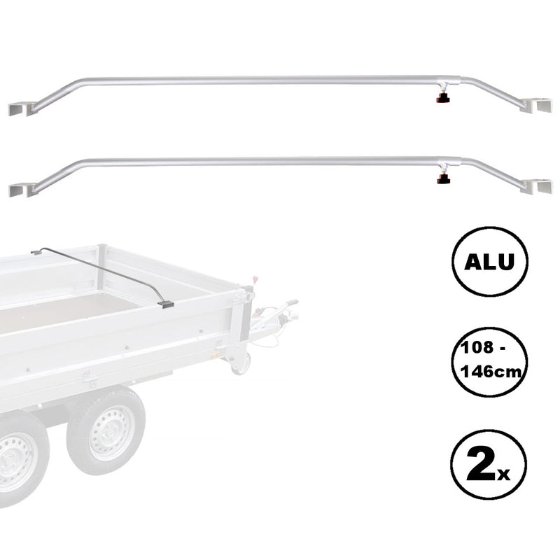 2x Anhänger Flachplanenbügel Aluminium verstellbar 108 - 146 cm Knaufschraube