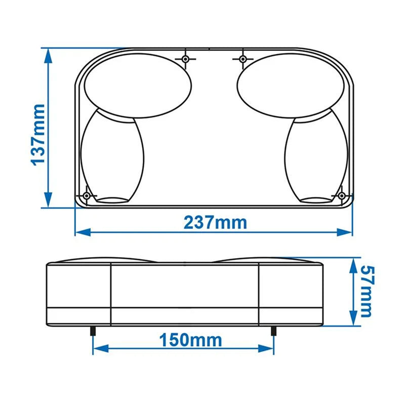 Set Anhänger Universal-Rücklicht 237x137mm, E11 rechts & links kabelbaum 7-polig