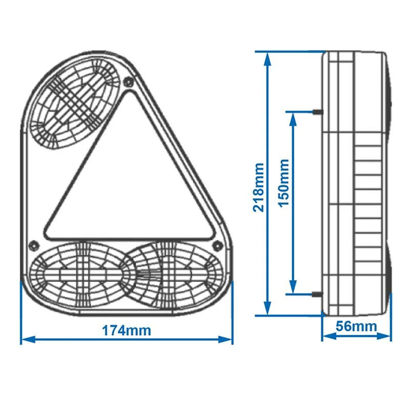 Anhänger Multifunktions Rücklicht 218x174mm 5 Funktionen für links / rechts