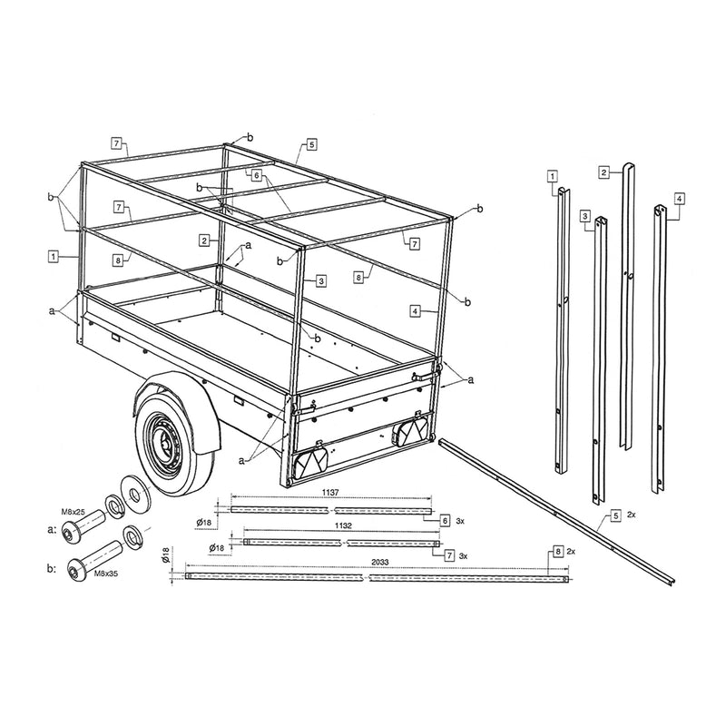 Planen Gestell, Aufbau 207,5 x 114 x 90 cm verzinkt passend für Stema Basic 750