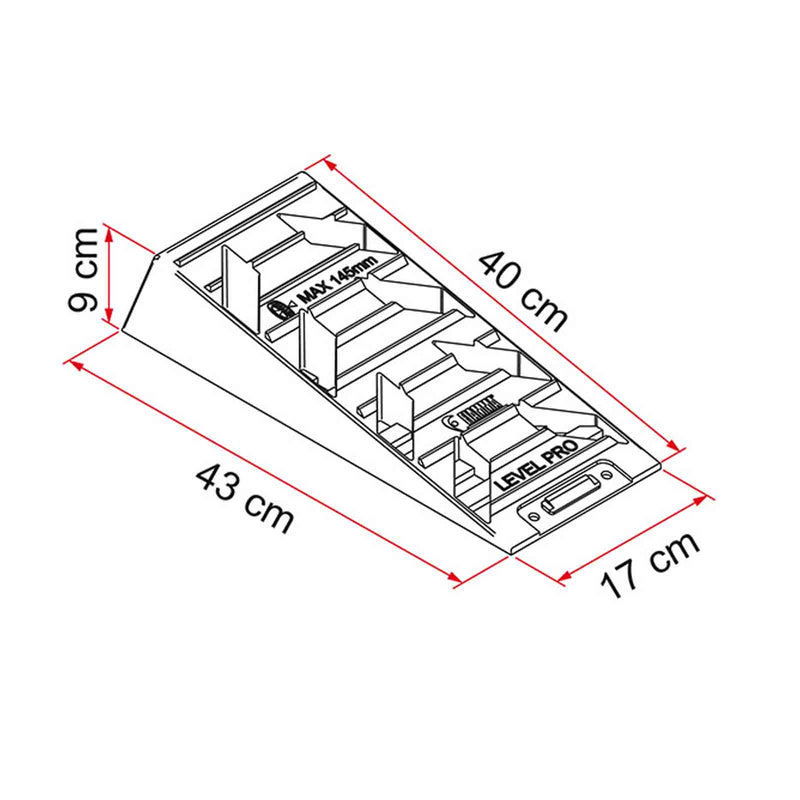 Fiamma Level Pro Ausgleichskeile, 5 Tonnen, 40/43x17x9 cm, grau