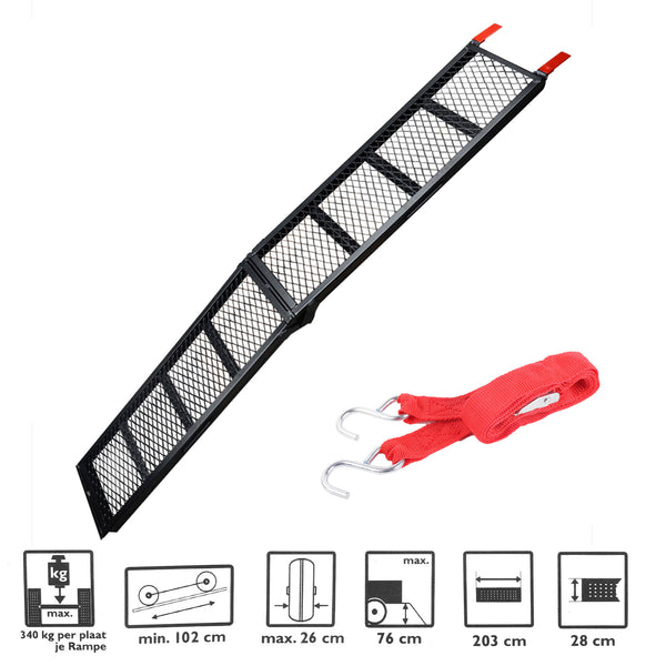 Motorrad Auffahrrampe Stahl klappbar 203 cm x 28 cm 340 Kg Tragegriff 🏍️