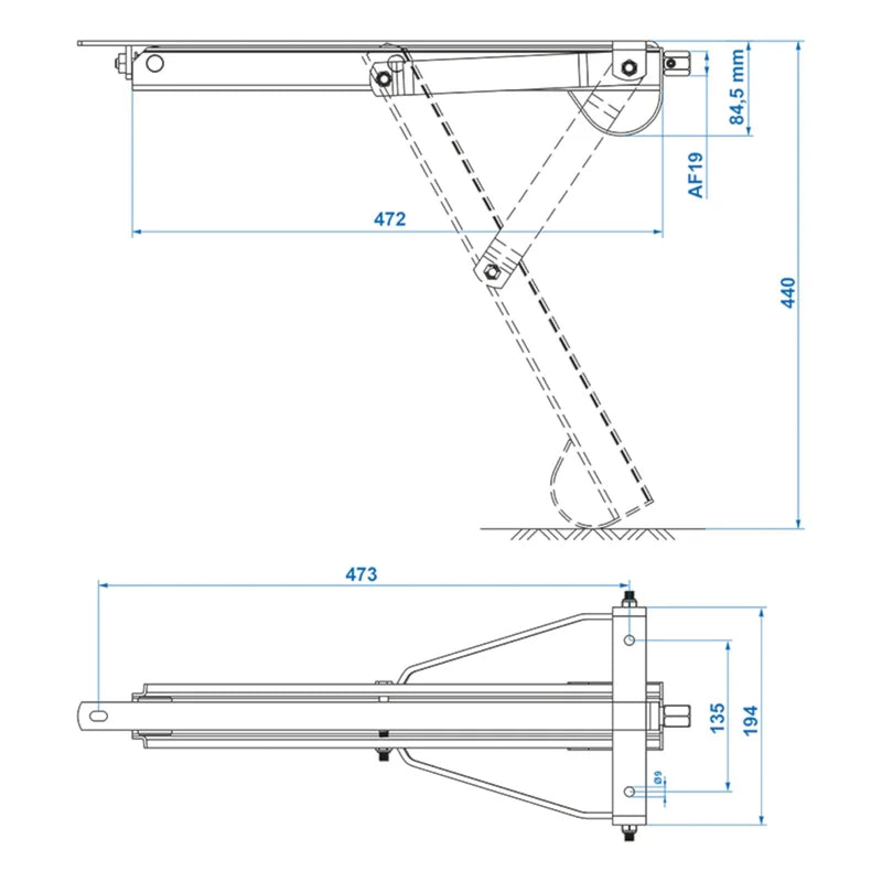 Universelle Ausdrehstütze bis 500 kg Stütze Caravan 460x195x440mm Kurbelstütze