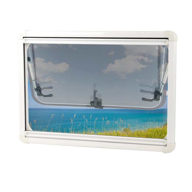 Ausstellfenster Acrylglas 50x30 cm Seitenfenster Insektenschutz Rollo Dichtmasse