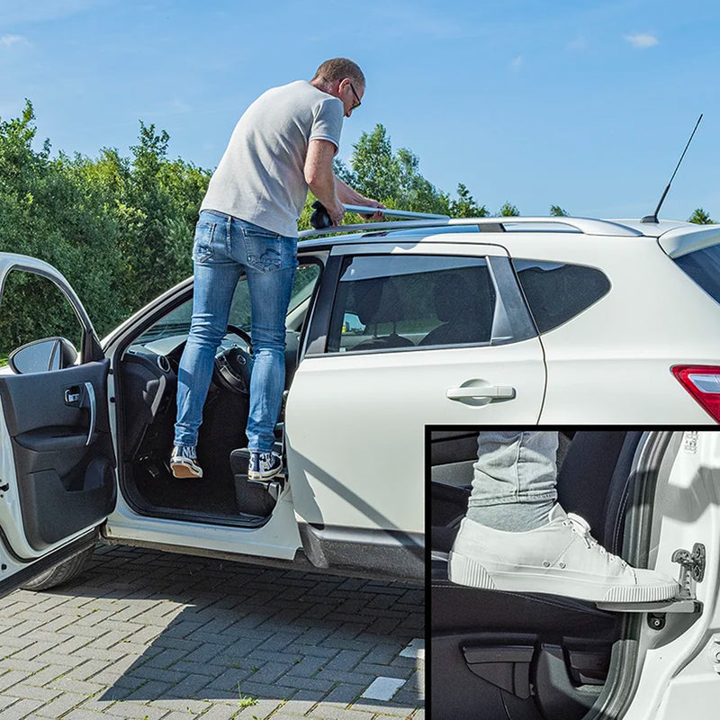 Tragbare Auto Türstufe Klappbar Trittstufe Fußpedal + Sicherheitshammer