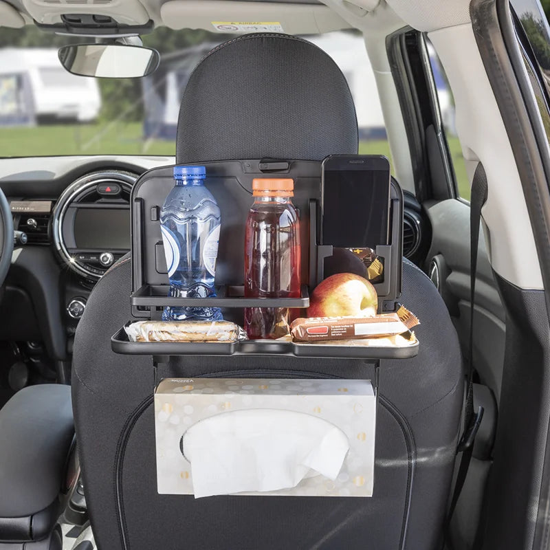 Multifunktionaler Autotisch und Auto Organizer für den Rücksitz mit Getränkehalter und Handyhalter