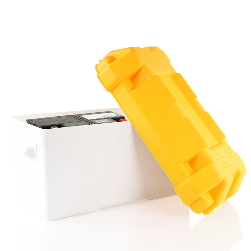 Batteriekasten Batteriebox 450x288x238mm, Kunststoff inkl Halteband & Trennwand