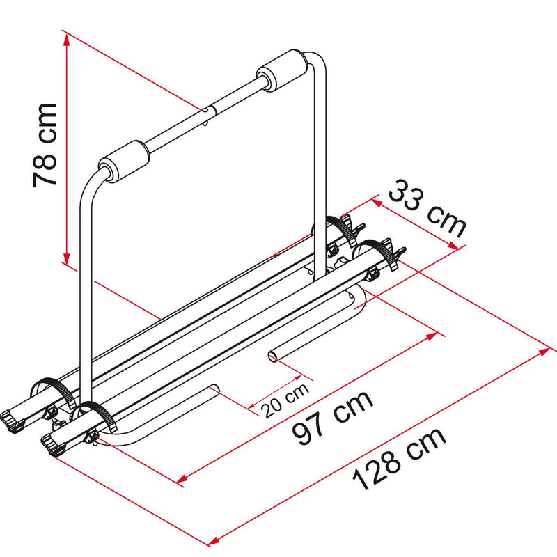 Deichsel Fahrradträger, 2 Fahrräder, klappbar, 4,6 Kg + Fahrradhülle