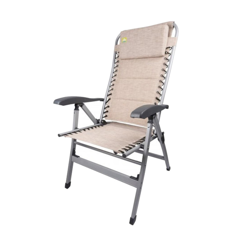 Via Mondo Campingstuhl Cozy Relax II Beige, 7 Pos. Klappstuhl, inkl. Fußstütze