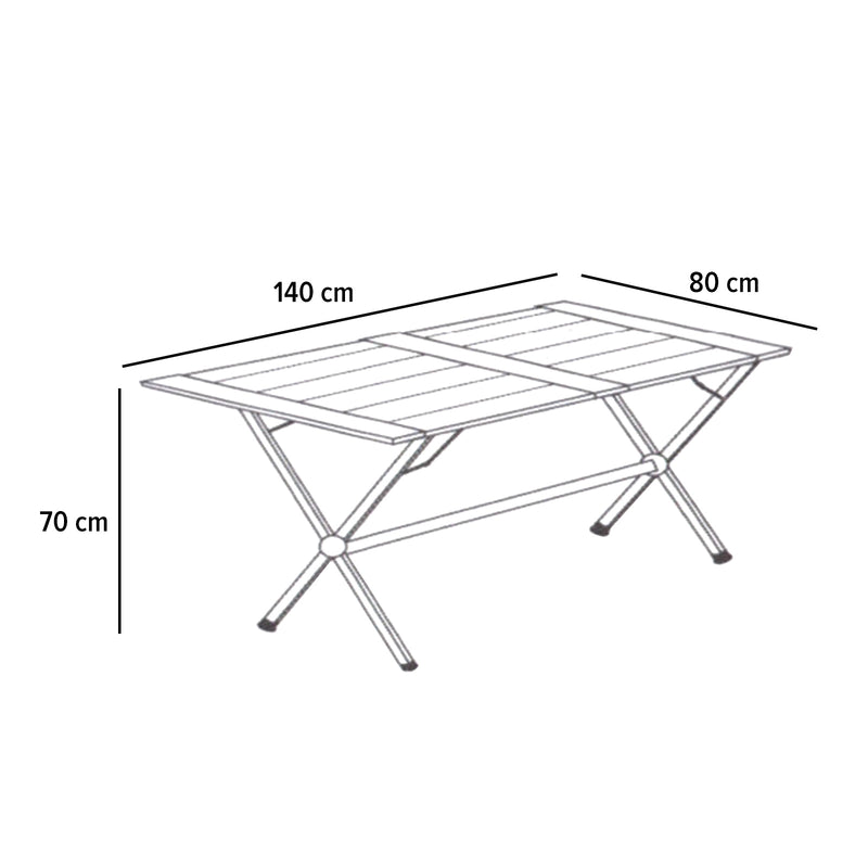 Bambus Campingtisch Aluminium für 6 Personen 140x80x70 verstellbarer Rolltisch