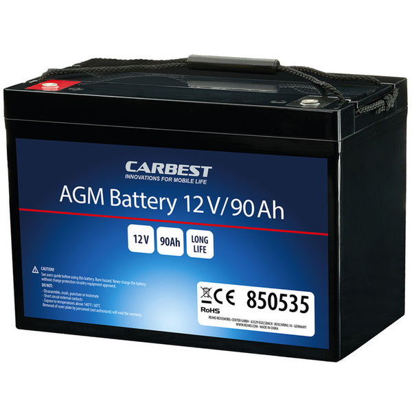 Carbest Deep-Cycle AGM Power Line Batterie 90Ah Servicebatterie für Reisemobile
