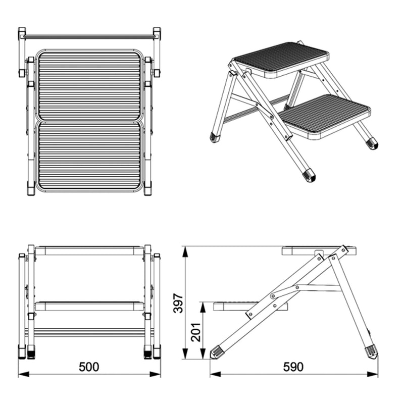 Doppeltrittstufe klappbar Camping Trittstufe Wohnwagen Wohnmobil Einstiegshilfe