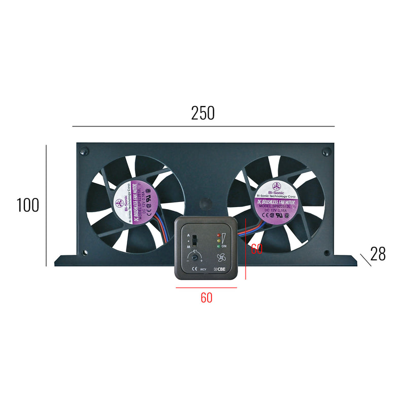 CBE Tornado Doppellüfter Set für Kühlschränke inkl Bedienteil MCV