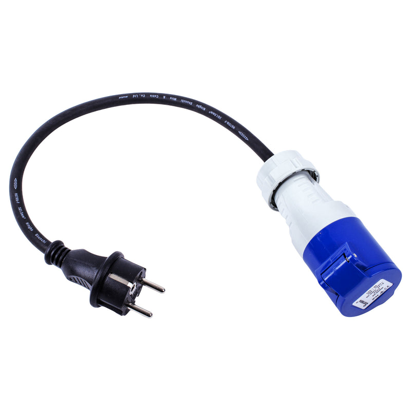 CEE Neopren Adapter CEE auf Schuko 200-250V, 16A, 3polig, 40 cm, VDE