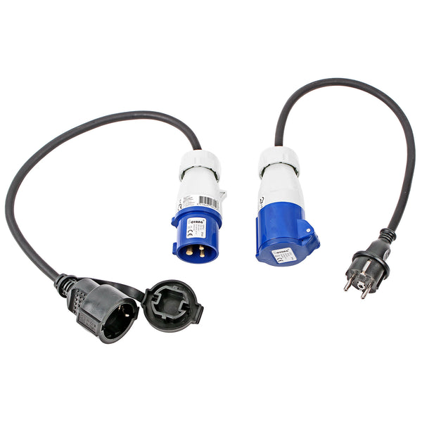 CEE Adapter Kabel SET Schuko - CEE 200-250V, 16A, 3polig, 40 cm, Ip44