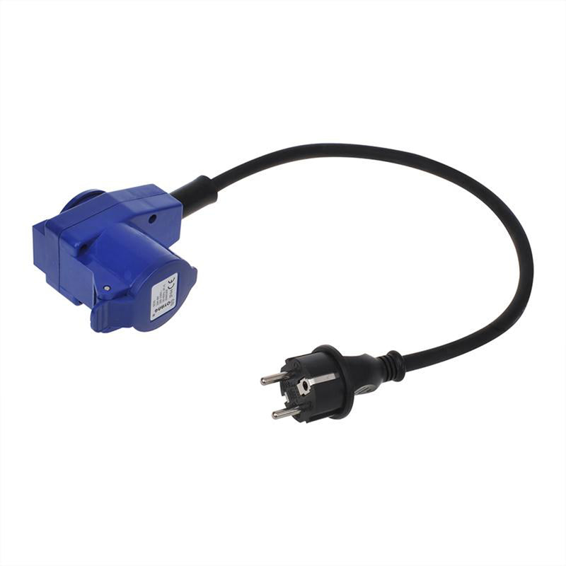 CEE Neopren Adapter CEE auf Schuko Winkelstecker, 200-250V, 16A, 40 cm, VDE