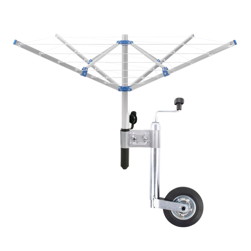 Camping Wäschespinne 15 M Leine Spannweite 152cm Höhe 150cm + Befestigungsklemme