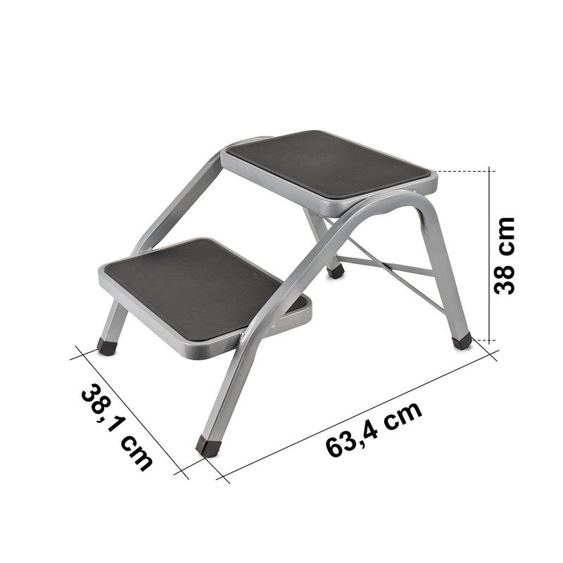 Doppeltrittstufe | 634x381x380mm | gummiert | 4kg | geprüft bis 150 kg | Grau