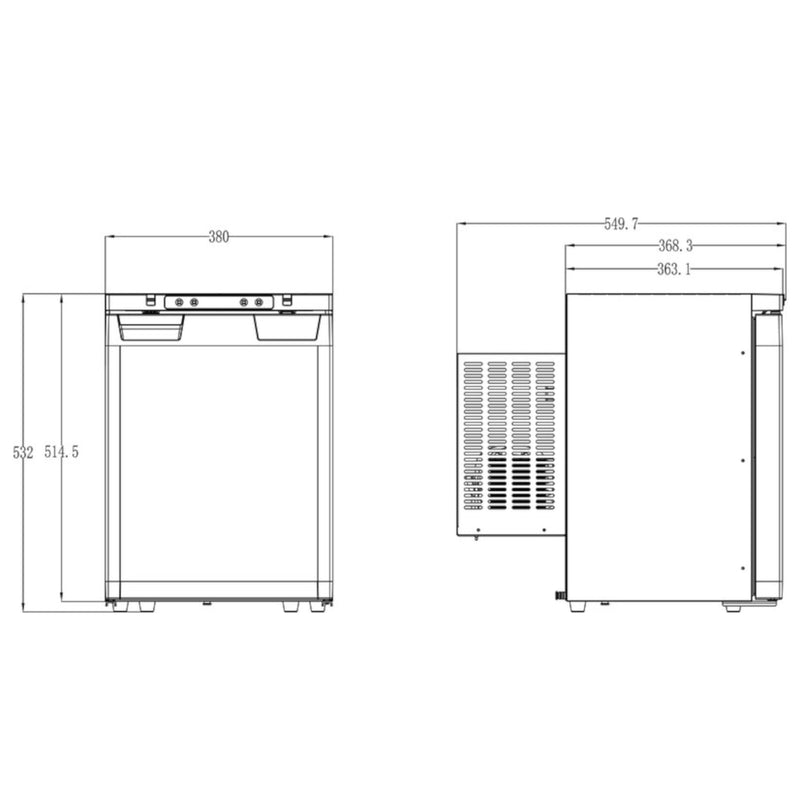 Carbest Einbaukühlschrank mit Gefrierfach, 35L, Wohnmobil Wohnwagen Kühlschrank