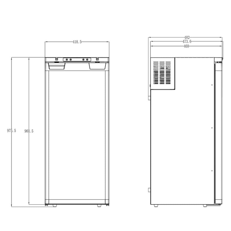 Carbest Einbaukühlschrank mit Gefrierfach, 90L, Wohnmobil Wohnwagen Kühlschrank