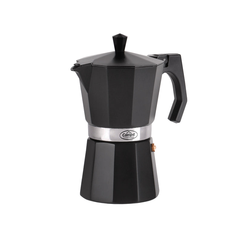 Camping Kaffeebereiter Espressokocher 6 Tassen 350ml Alu schwarz für Gasflamme