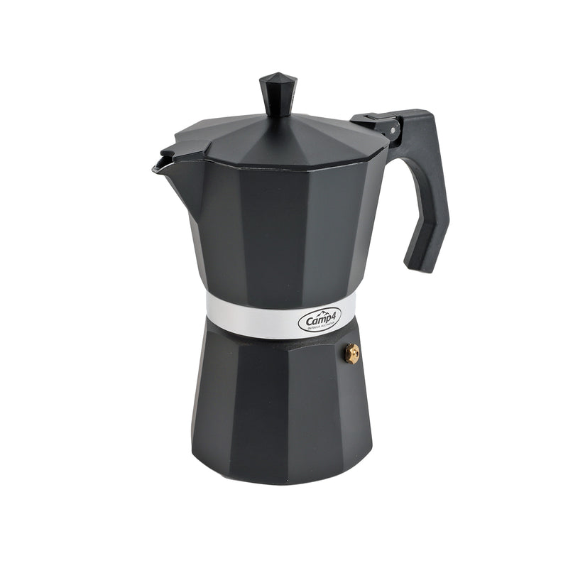 Camping Kaffeebereiter Espressokocher 6 Tassen 350ml Alu schwarz für Gasflamme