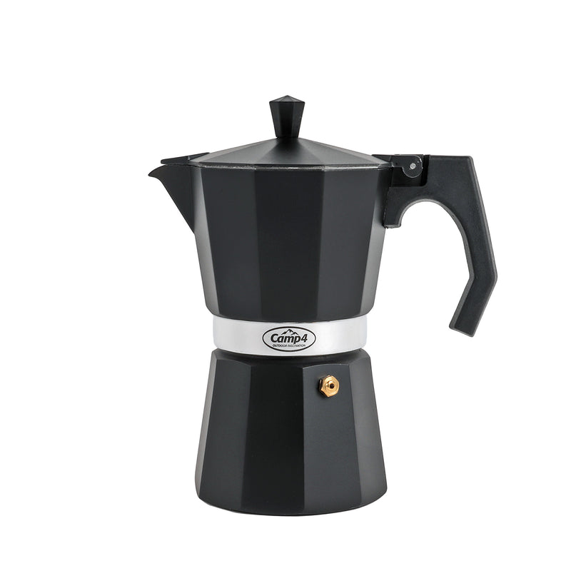 Camping Kaffeebereiter Espressokocher 6 Tassen 350ml Alu schwarz für Gasflamme