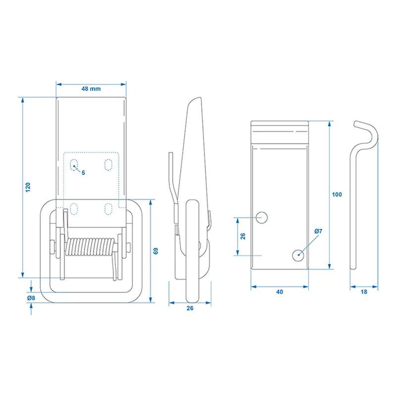 2er Set Spannverschluss Exzenterverschluss verstellbar 140x7mm inkl. Gegenhalter